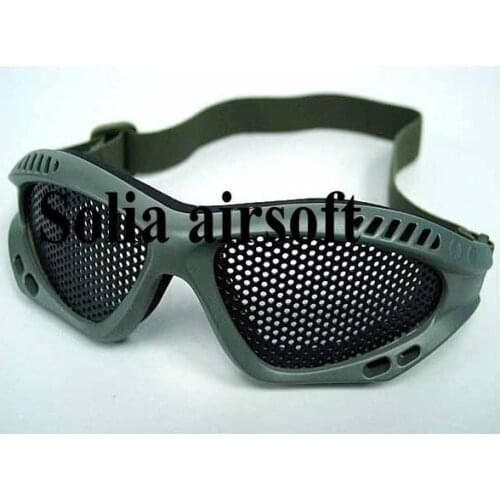 Tactical goggles shooting metal nets glasses eye protect military OD