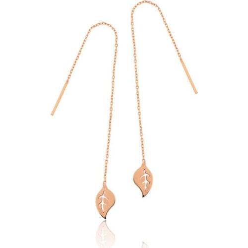 Tevuli 925 Sterling Silver Chain Leaf Earrings