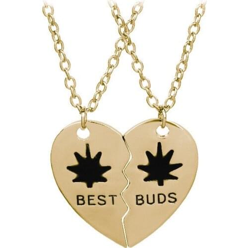 Fooderwerk Jewelry European And American Jewelry Best buds Good Friend Leaf Two-Petal Stitching Love For Loves