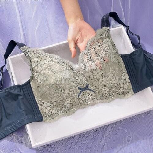 Womens Full Coverage Lace Wireless Non Padded Cotton Bra