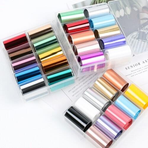 10Pcs/Box Holographic Nail Foil Set Mix Color Nail Art Transfer Sticker 4cm*120cm Manicure DIY Tips Sticker Decorations