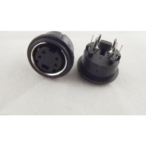 10pcs Mini 4 Pin DIN Jack Circular PCB Mount Female Connector