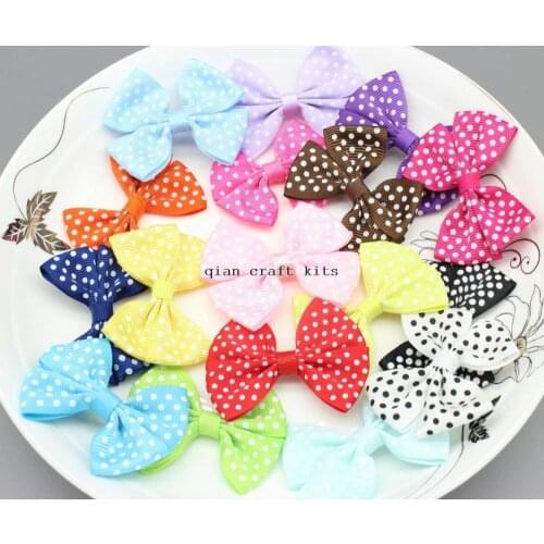 100pcs mix color 2" Polka Dot Bow grosgrain ribbon collar Bow Tie Flower Little girl hair bow Childrens bow wholesale