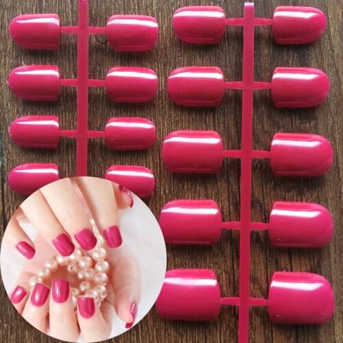 24pcs/set Beaitiful Fake Finger Nails Dark Rose Red Acrylic Candy False Nail Tips 24pcs Kit Press-On Nails N0256