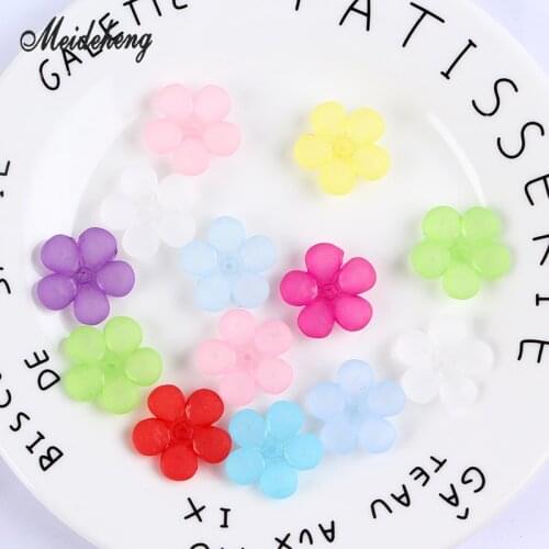 Acrylic colorful flower Beads for Jewelry Making Translucent Dull Polish Handmade DIY Craft Accessories 22mm