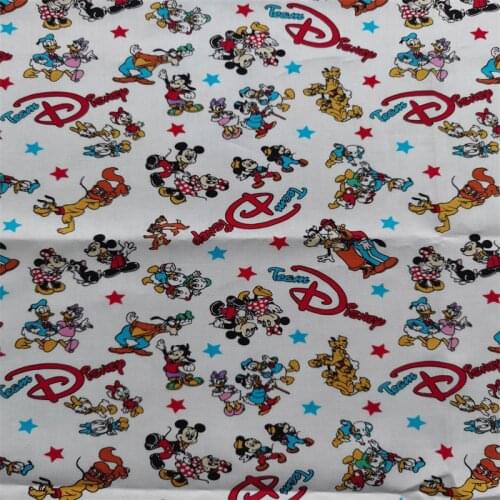 Disney Baby Mickey Minnie Daisy Stars White 100% Cotton Fabric for Boy Clothes Hometextile Cushion Cover Needlework DIY