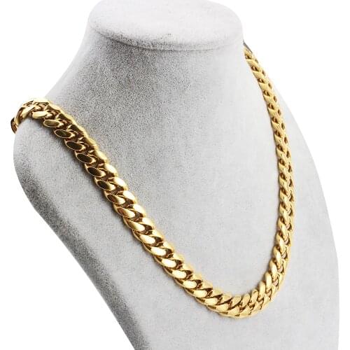 316L Stainless Steel Gold Necklace Chains High Quality Gold Color Plating Curb Cuban Chain Accesories For Men Women Jewelry Gift