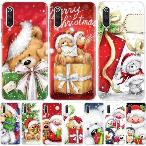 Happy Christmas Cute Bear Gift Phone Case for Xiaomi Redmi Note 10 Pro 10S 9S 9 8T 9 9A 9C Casing 8 7 7A 8A 6A 6 5 S2 K20 K30 4X