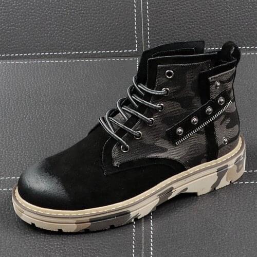 CuddlyIIPanda Men Fashion Casual Ankle Boots Spring Autumn Camouflage Military Boots Male Luxury Designer Shoes Botas Hombre