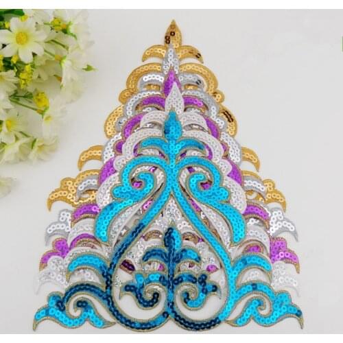 Diy 1PC Sequined Patches Badge Appliques Iron On Patches for Clothing Letter Sewing Accessories Flower