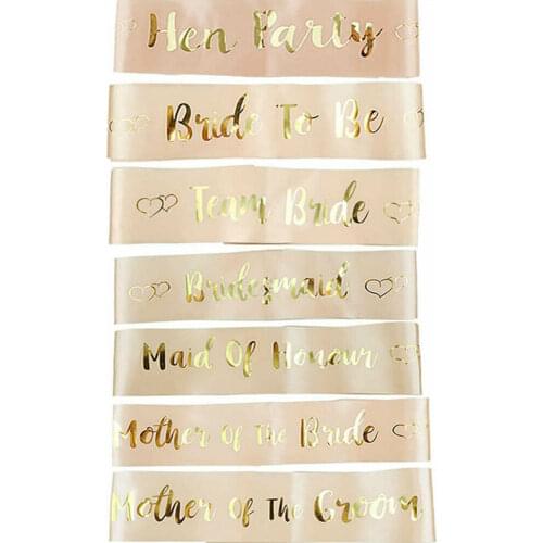Team Bride To Be Sash Rose Gold Hen Do Party Accessories Girls Night Out Sashes Wedding home decoration accessories