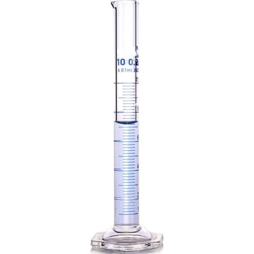 10mL Measuring Cylinder with Spout and Graduation with Glass Heagon Base Laboratory Chemistry Equipment