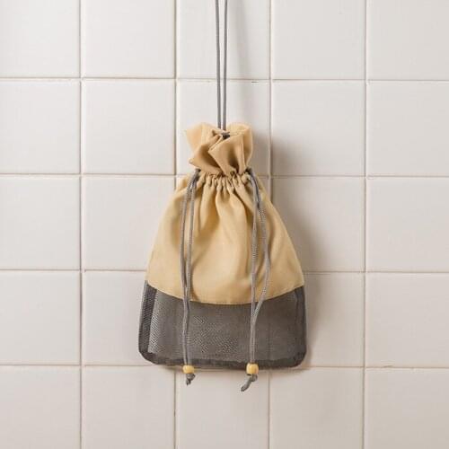 1pcs Reusable Breathable Mesh Produce Bags For Vegetable Fruit Kitchen Reusable Washable Grid Storage Bag With Drawstring Cocina