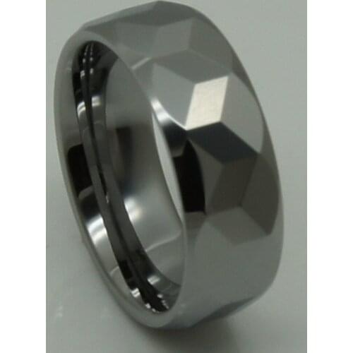 Men jewelry 8mm cubic geometrical facet hi-tech scratch proof wedding tungsten ring