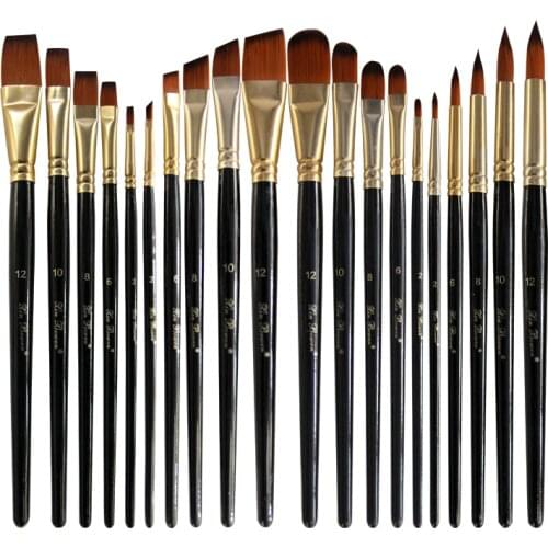 5pcs/set Nylon Hair Oil Paint Brush Set Round Filbert Angel Flat Brush Acrylic DIY Watercolor Pen for Artists Painters Beginners