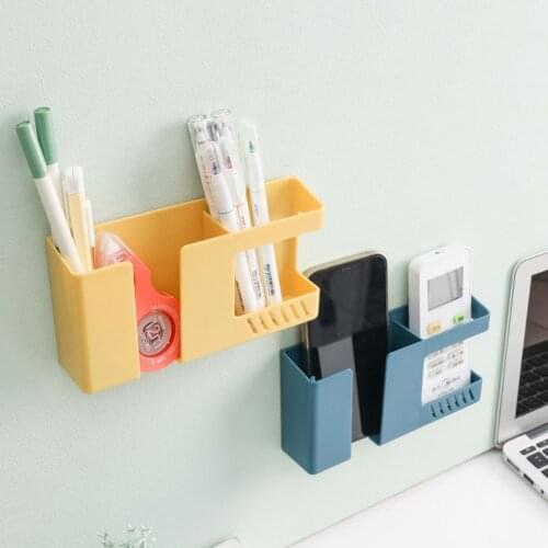 1PC Wall Mounted Organizer Storage Box Free TV Remote Control Mounted Phone Plug Wall Holder Charging Multifunction Holder Stand