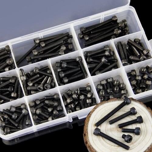 New 260 Pcs M3 M4 M5 M6 M8 M10 Steel Hexagon Socket Head Cap Screws Hex Socket Screw Metric Bike Screw