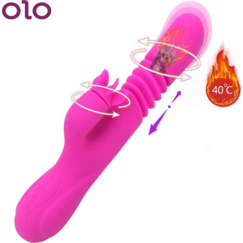 OLO Dildo G Spot Vibrator Heating Rotation Thrusting Sex Toys For Women Automatic Strentch Clit Stimulator Female Masturbator