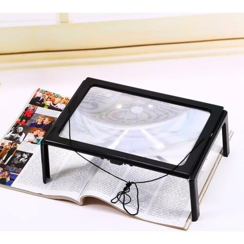 ANENG Portable Magnifier A4 Full Page Large Magnifier 3X Foldable Magnifying Glass Loupe Hands For Reading LED Lights