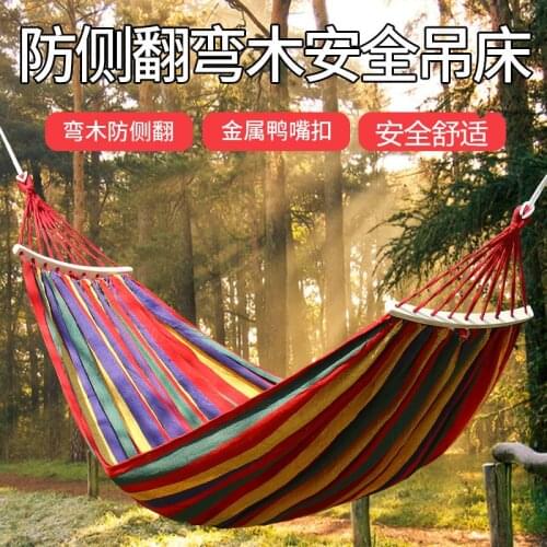 Outdoor Hammock Portable Garden Hammock Sports Home Travel Camping Swing Canvas Stripe Hang Bed Hammock Double Single People