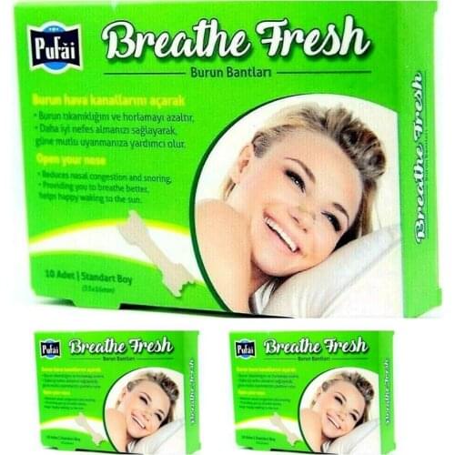 Pufai Breathe Fresh Nasal Strips Stop Snoring Standart Size 55mm 16mm 30 Pieces