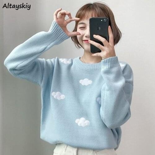 Pullovers Women Patchwork Preppy Loose Sweet Kawaii Korean Style Simple Design Popular Leisure Ladies All-match Autumn Fashion