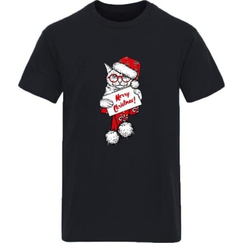 Merry Christmas Print Cotton Short Sleeve Mens T-shirts High Quality Clothing Tees Hipster Casual Plus Size 2020 Camisetas Homme