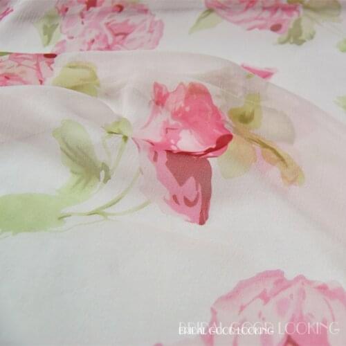 LEO&LIN Meihua Large Wide 100% Silk Pleated Georgette Chiffon Thin Transparent Skirt Scarf Fabric DIY Sewing