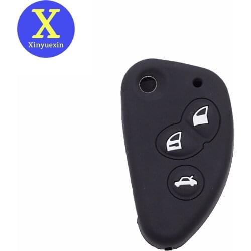 Xinyuexin Silicone Car Key Cover FOB Case For Alfa Romeo 147 156 166 GT JTD TS Flip Remote Car Key Jacket Wallet Bag Car-stying