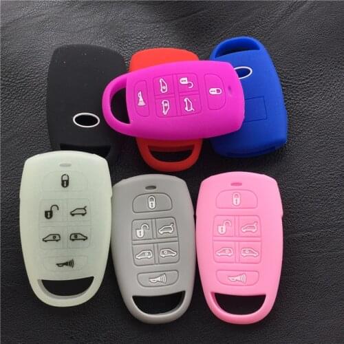 Silicone rubber car key case cover for hyundai For Kia Sedona Mini Van 6 Buttons key case cover shell holder