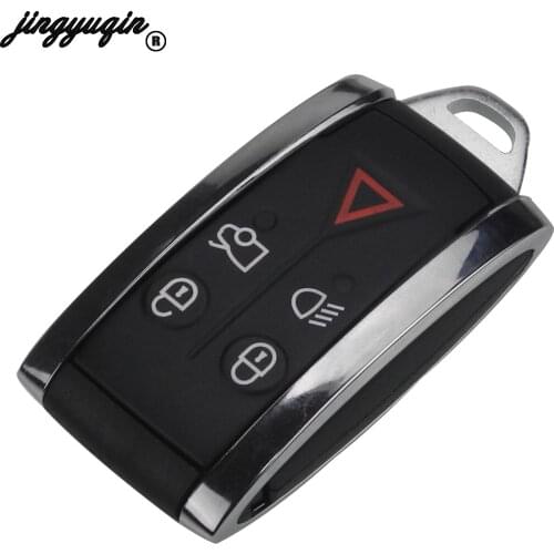 Jingyuqin 5 Buttons Replacement Blank Key Fob Shell For Jaguar X XF XK XKR New Remote Smart Prox Case Housing + Blade