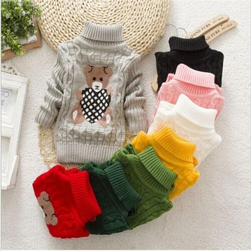 ExactlyFZ High Quality Baby Girls Boys Pullovers Turtleneck Sweaters Autumn Winter Warm Cartoon Kids Sweater