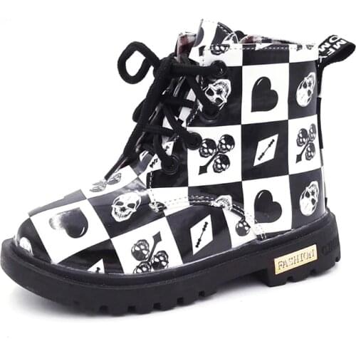 COMFY KIDS Boots Shoes For Boys Girls Pu Leather Boots Fashion Lattice Waterproof Rubber Sole Boots KidsSnow Boots Shoes