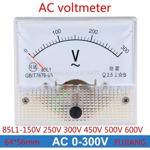 Pointer AC voltmeter Class 2.5 85L1 AC 0-250V 150V 300V 450V 500V 600V Analog Voltage Voltmeter Panel Meter