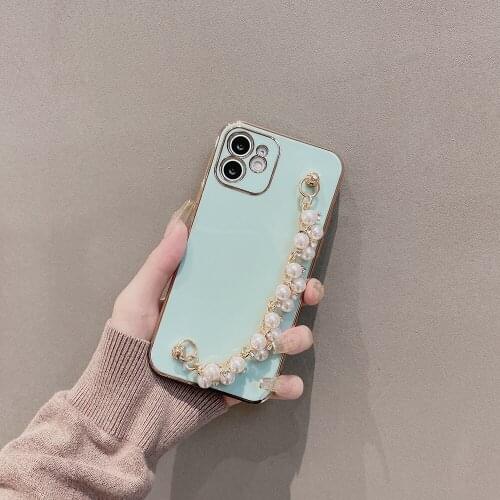 Ultra Thin Clear Phone Case For iPhone 12 11 Pro Max XR XS Elegant Pearl Luxury Plating Back Cover Shockproof