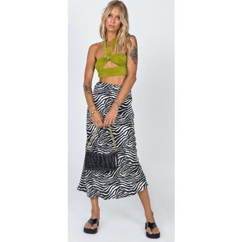 2021 New Women Maxi Skirt, Adults High Waisted Zebra-Stripe/Floral Print Invisible Zip Skirt