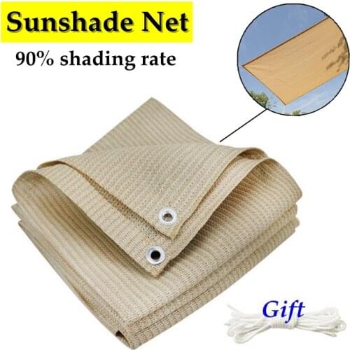 90% shading Rate Beige Sunshade Net Hi-Quality Anti-UV Garden Fence Net Succulent Plants Shading Net Balcony Sunshade Sails