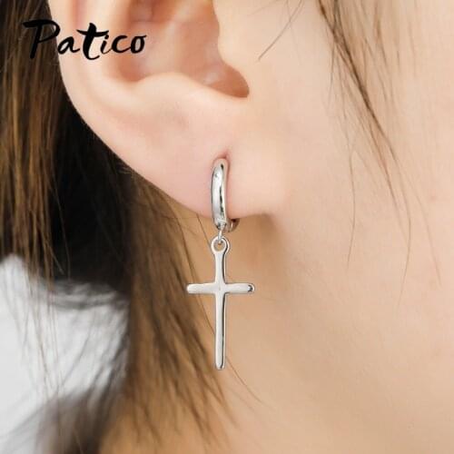 Minimalist Cross Small Hoop Earrings for Women Girls Trendy 925 Sterling Silver Cross Round Circle Earrings Jewelry Gift