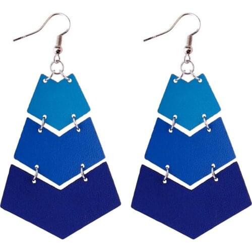 ZWPON Gold Leather V Earrings for Women Geometric Chevron Statement Earrings 2020 Fashion Earrings Jewelry oorbellen Wholesale