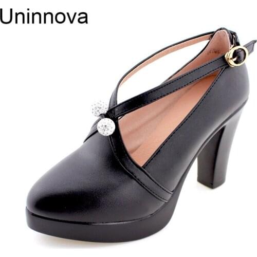 Platform Super High Heels Womens Pointed Toe Crystal Comfortable Office Work Black Court Shoes Pumps Plus Size 32-43 WP085