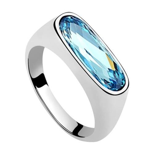 BAFFIN Simple Trendy Ring Crystals From Swarovski Circle Finger Jewelry For Wedding Engagement Silver Color Joyas For Women Gift