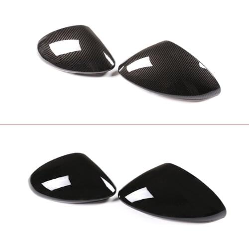 2 Pcs Glossy Black Carbon Fiber ABS For Alfa Romeo Stelvio 2017-2020 Rear View Mirror Cover Trim Car Accessories