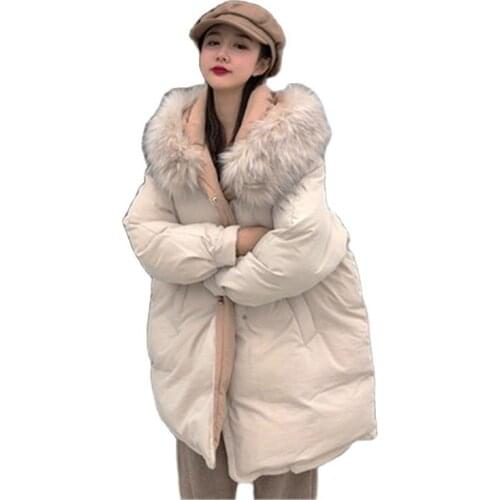 2020 Womens Autumn Winter Jackets Casual Hooded Large Fur Collar Parka Coats Female Warm Outerwear V1132