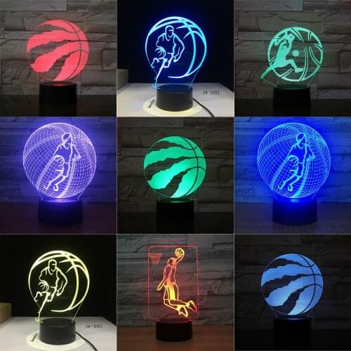 Basketball Raptors 3D LED Night Light for Club Home Office Room Decor Light Gift for Kid Child Colorful Desk Lamp Dropshipping