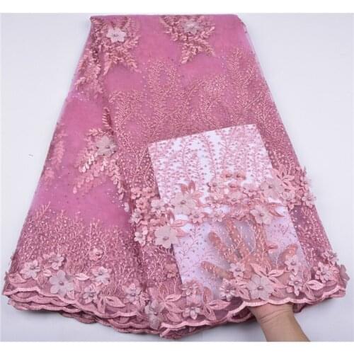 3D Embroidered Lace Fabric For Wedding Dresses Guipure Lace Fabrics Mesh Applique 3D Flower Tulle Nigerian Lace Fabrics 1255