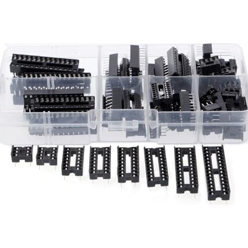 66 Pcs/set DIP IC Sockets Adaptor Solder Type Socket Kit 6 8 14 16 18 20 24 28 Pins