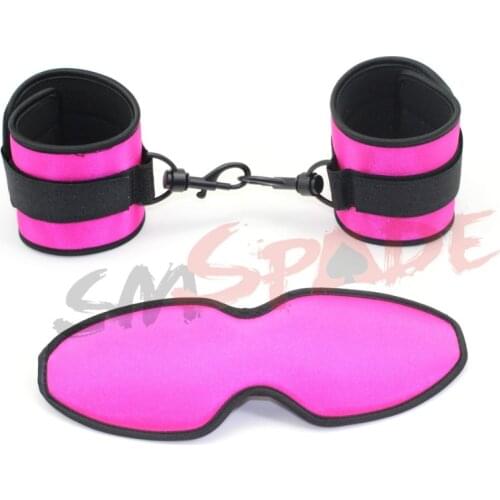 Satin bondage restraint,adult sex restraints:handcuffs and blindfold,bed restraints for couples,sexy bed restraints for beginner