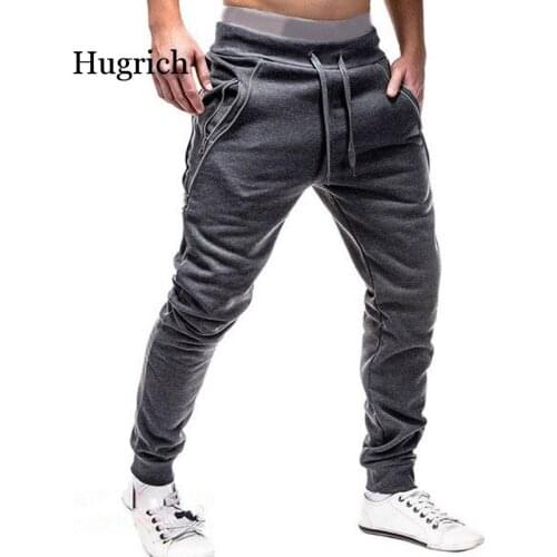 New Sweatpants Men Zipper Pockets Solid Casual Mid Waist Pants Men Full Length Joggers Trousers Streetwear Pantalon Homme