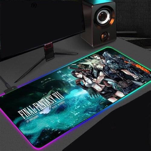 Final Fantasy Games RGB Mouse Pad Gamers PC Laptop Mouse Pad Backlit Mouse Pad Large Mouse Pad XXL for Desktop Keyboard LED Mat