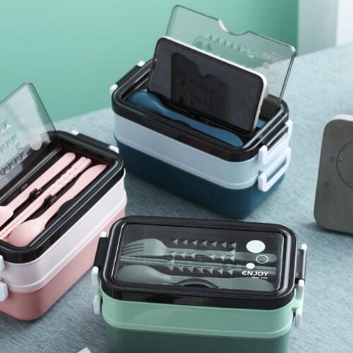 Stainless Steel Lunch Box Bento Box For School Kids Office Worker 2 Layers Microwae Heating Lunch Container Food Storage Box